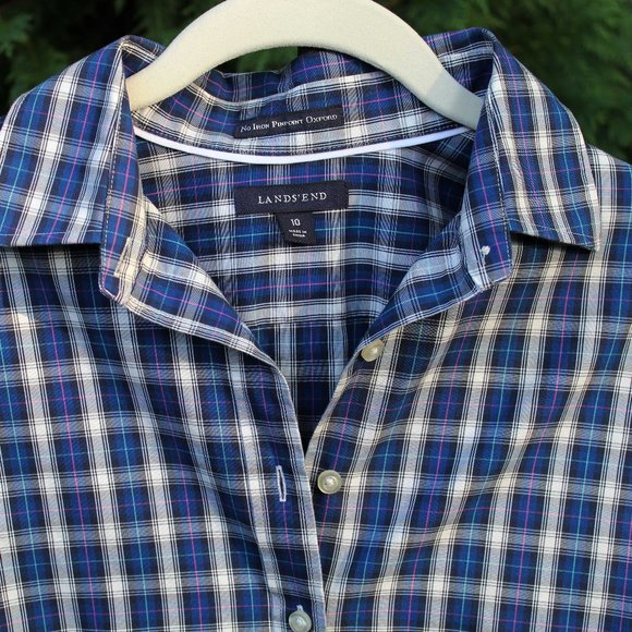 Lands' End Plaid Buttondown Top - Picture 3 of 3
